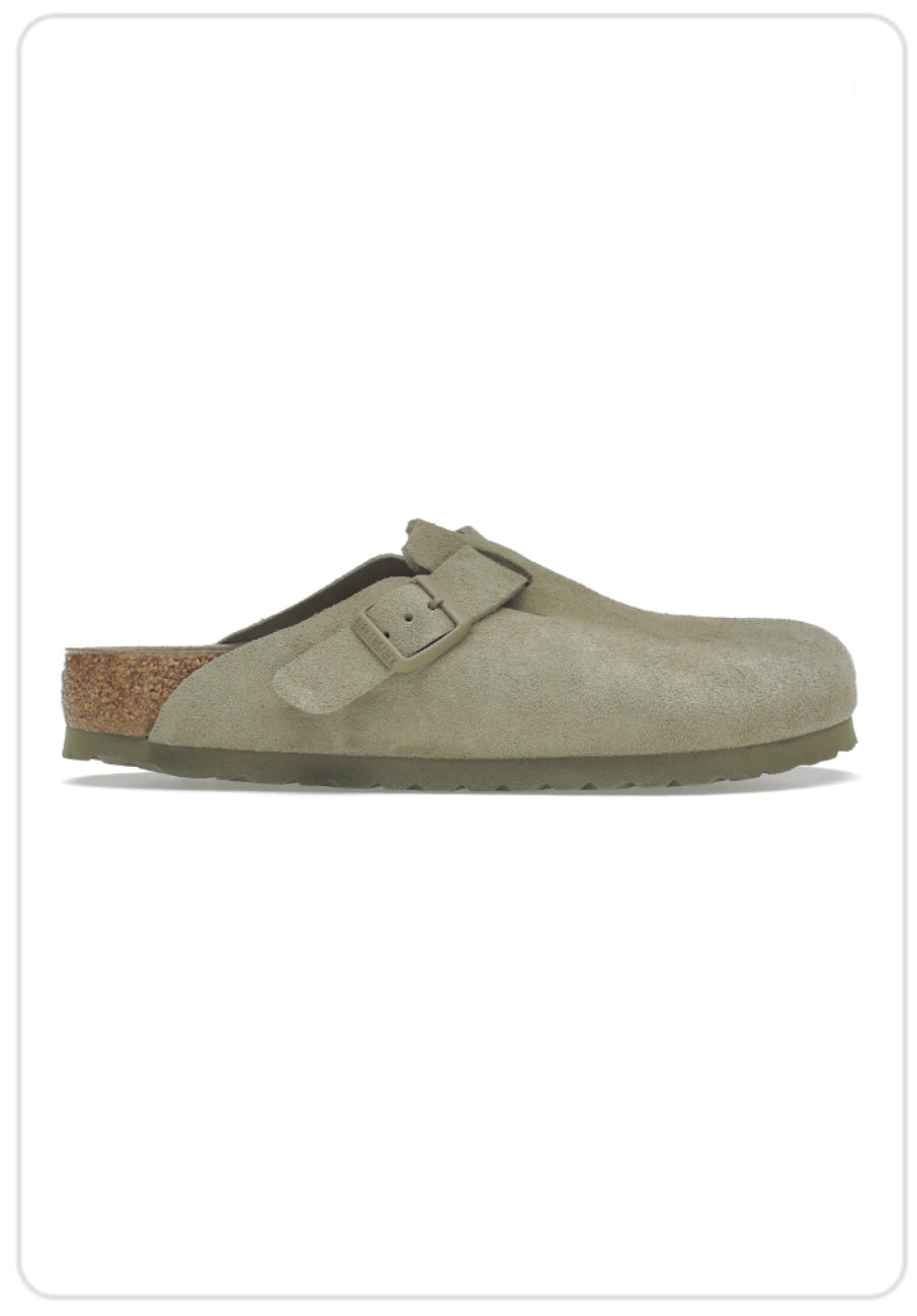 Birkenstock Boston Suede Leather Faded Khaki